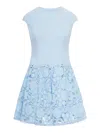 Self-portrait Womens Self Portrait Cap-sleeve Crepe And Lace Mini Dress In Blue