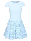 Self-portrait Womens Self Portrait Cap-sleeve Crepe And Lace Mini Dress In Blue