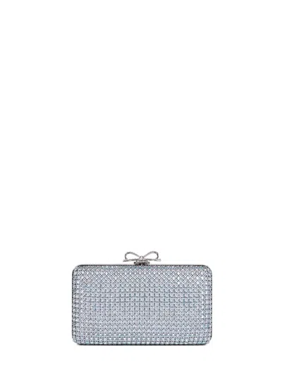 Self-portrait Blue Crystal Chainmail Clutch Bag