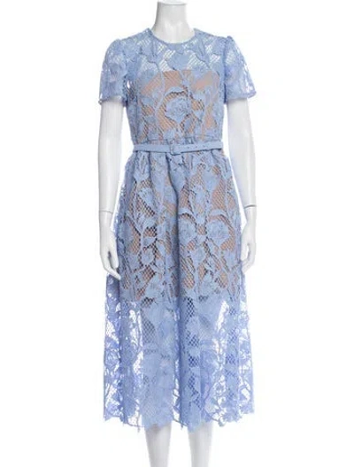 Pre-owned Self-portrait Blue Lily Lace Midi Dress Midi Length Dress