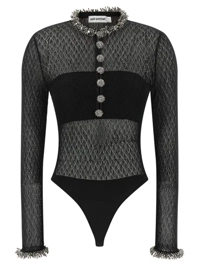 Self-portrait Bodysuit In Black