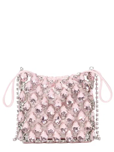 Self-portrait Borsa Mini In Maglia Metallica Con Cristalli In Pink