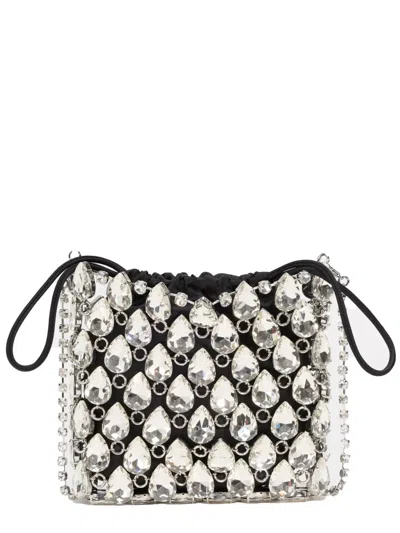 Self-portrait Borsa Mini In Maglia Metallica Con Cristalli In Silver