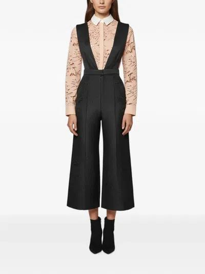Pre-owned Self-portrait Botanical Crest Jacquard Jumpsuit In Black