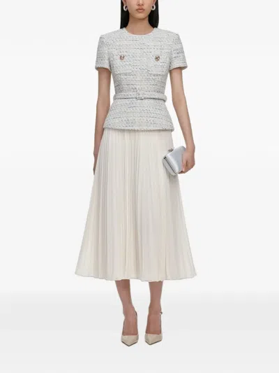 Self-portrait Bouclé Chiffon Midi Dress In Multi