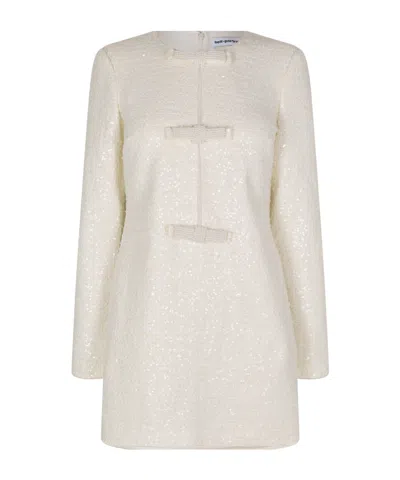 Self-portrait Boucle Diamante Bow Mini Dress In White