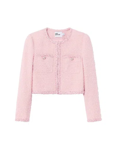 Self-portrait Boucle Jacket In Pink
