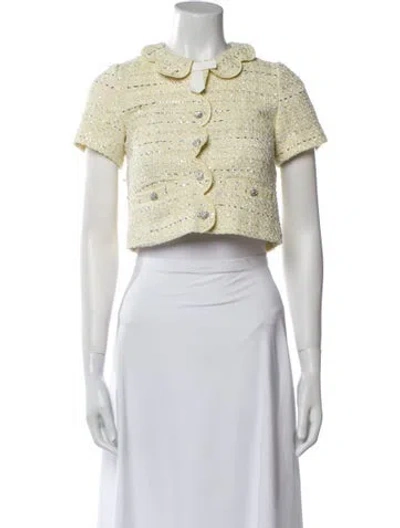 Pre-owned Self-portrait Boucle Jacket Tweed Pattern Bolero In Multi