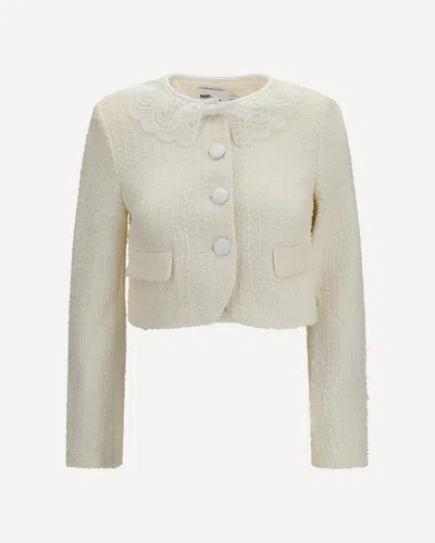 Self-portrait Beige Polyester Full-length Jacket In White