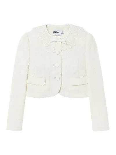 Self-portrait Boucle Lace Collar Jacket In Neutral