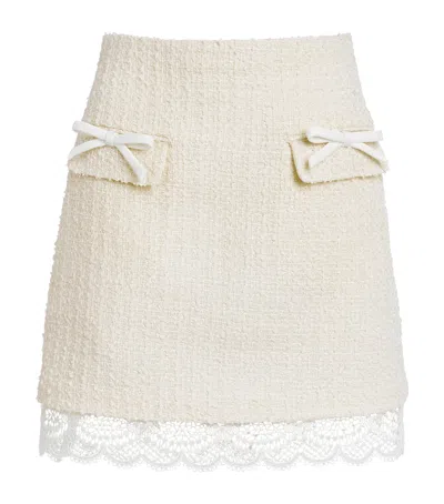 Self-portrait Bouclé Lace Mini Skirt In Neutral