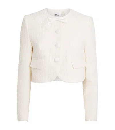 Self-portrait Bouclé Lace-collar Jacket In White