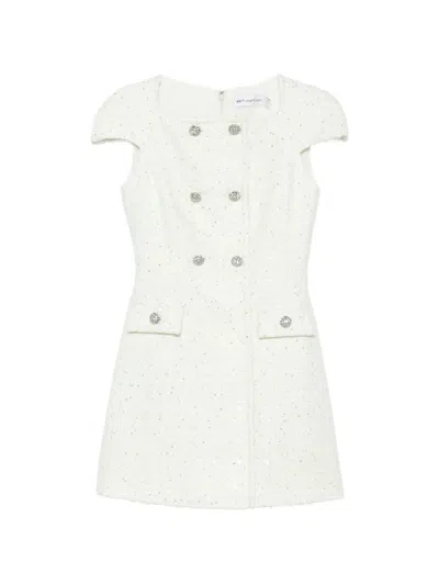 Self-portrait Boucle Mini Dress In White