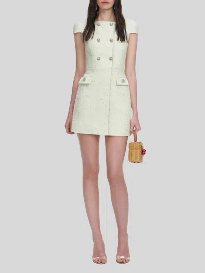 Self-portrait Boucle Mini Dress In Lime In Green