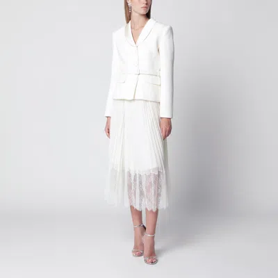 Self-portrait Bouclé Shawlcollar Midi Dress In Cream In White