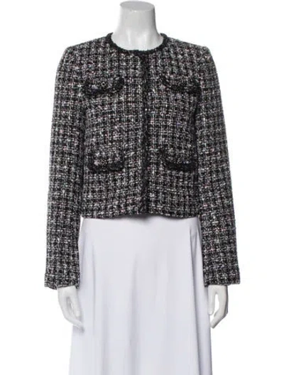 Pre-owned Self-portrait Boucle Tweed Pattern Evening Jacket W/ Tags In Black