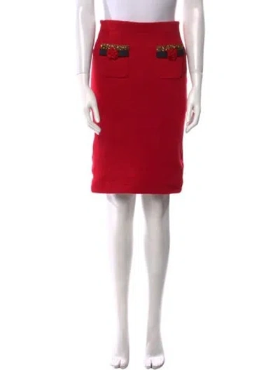 Pre-owned Self-portrait Bow Accents Knee-length Skirt W/ Tags In Red