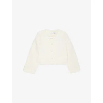 Self-portrait Kids' Cream Bow Boucle Jacket 3-12 In Neutral