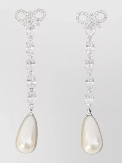 Self-portrait Self Portrait Bow Pearl Droplet Earrings In White