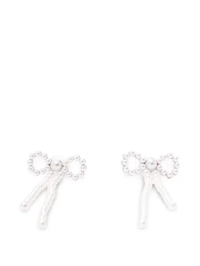 Self-portrait Bow Dangle Earrings In Silver