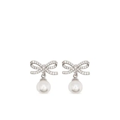 Self-portrait Bow Drop Earrings In Pink