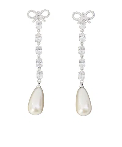 Self-portrait Bow Droplet Earrings In Pattern