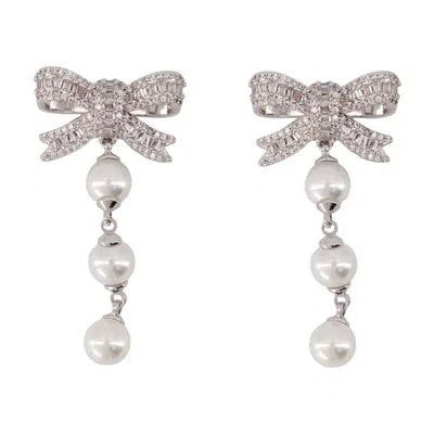 Self-portrait Bow Droplet Earrings -  - Pearls - Silver