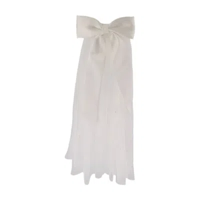 Self-portrait Bow Embellished Veil Hair Clips -  - Synthetic - White
