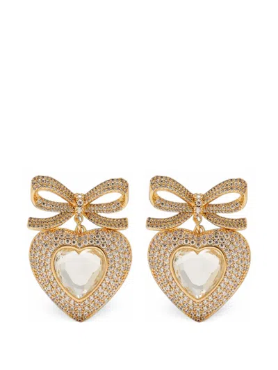 Self-portrait Bow Heart-pendant Earrings In Gold