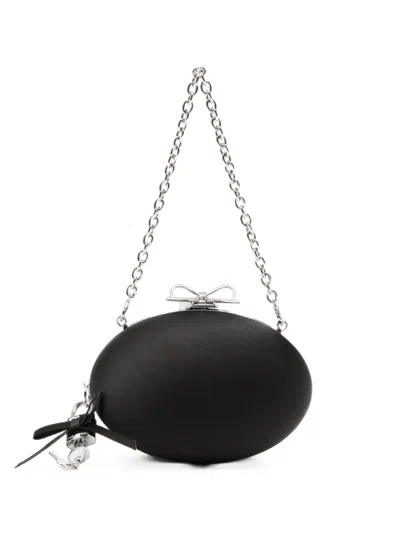 Self-portrait Bow-clasp Chain-strap Clutch Bag In Black