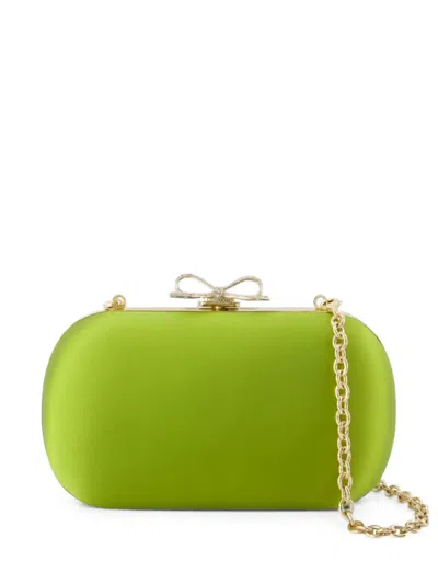 Self-portrait Bow-top Gold-tone Hardware Clutch In Green