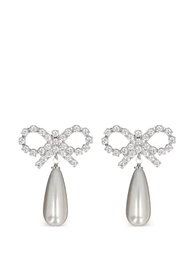 Self-portrait Bow-detail Earrings In Silver