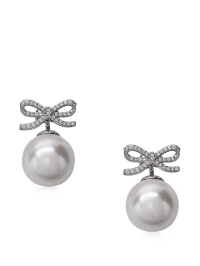 Self-portrait Bow-detail Earrings In Silver