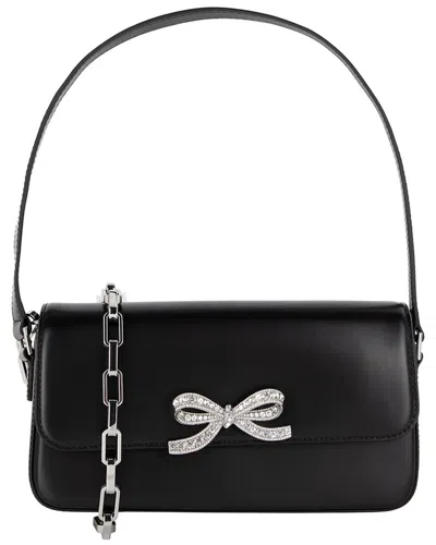 Self-portrait Bow-detail Leather Crossbody In Black