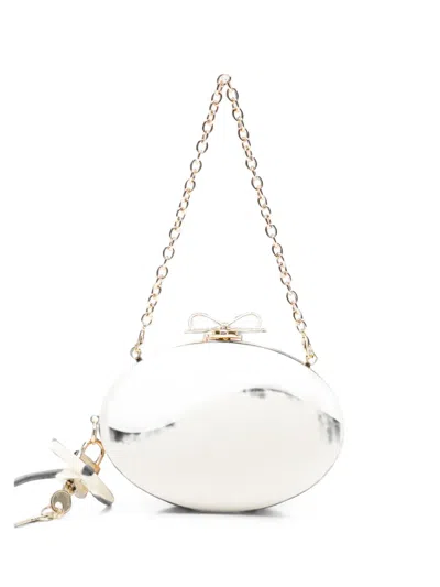 Self-portrait Bow-detail Oval Clutch Bag In White