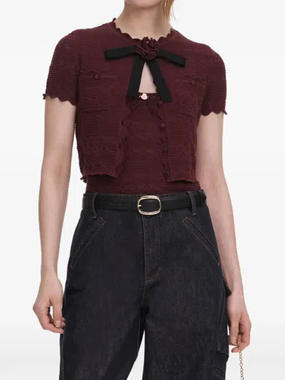 Self-portrait Button-down Front Cropped Shirt In Size S In Animal Print