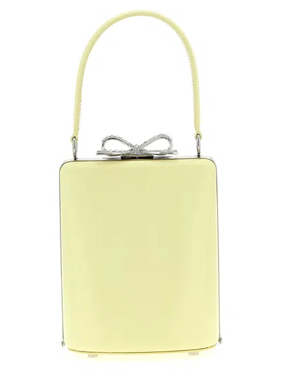 Self-portrait Bow-detailed Leather Top Handle Bag In Yellow