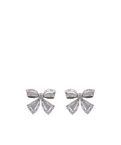 Self-portrait Bow-embellished Earrings In Metallic