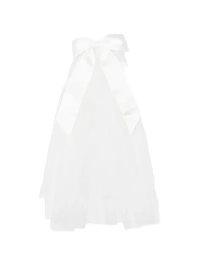 Self-portrait Satin Bow Embellished Veil In White