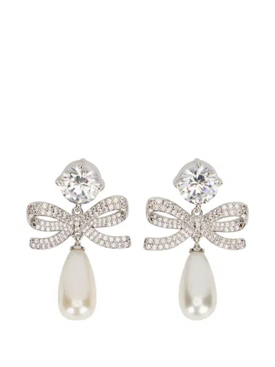 Self-portrait Bow-embellishment Earrings In Silver
