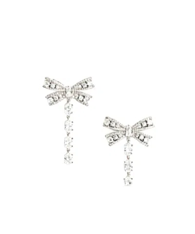Self-portrait Bowknot Teardrop Earrings In Metallic