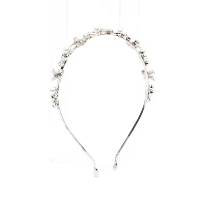 Self-portrait Bow-detail Crystal-embellished Headband In Silver