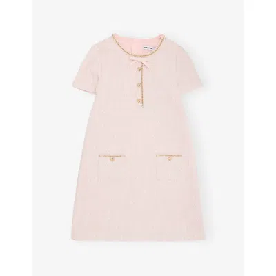 Self-portrait Kids' Braid-embellished Boucle Mini Dress 3-12 Years Pink In Neutral