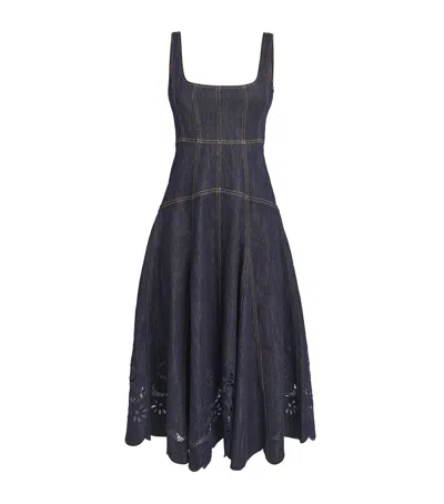 Self-portrait Broderie Anglaise Mini Dress In Blue