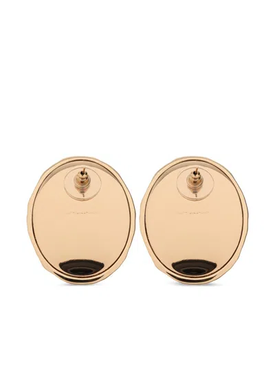 Self-portrait Brown Copper Earrings In Gold