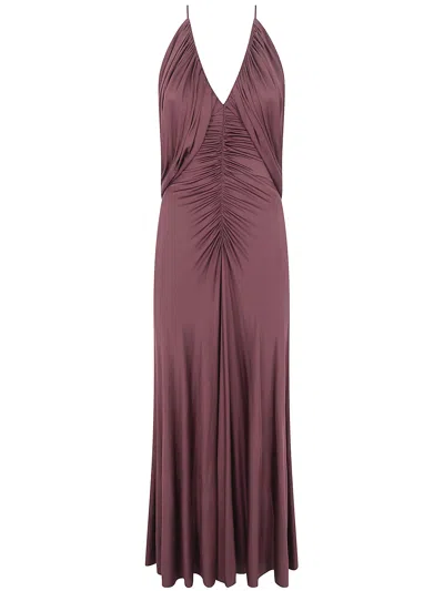 Self-portrait Brown Jersey Drape Midi Dress In Burgundy