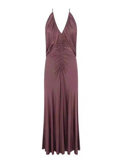 Self-portrait Brown Jersey Drape Midi Dress In Pink