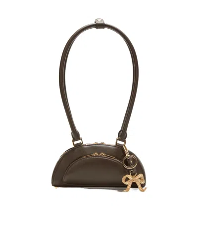Self-portrait Brown Leather Mini Shoulder Bag With Charm