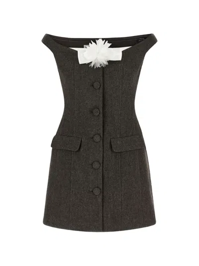 Self-portrait Self Portrait Bardot Neckline Dress In Brown