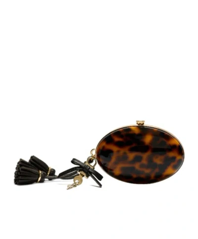 Self-portrait Brown Resin Oval Clutch